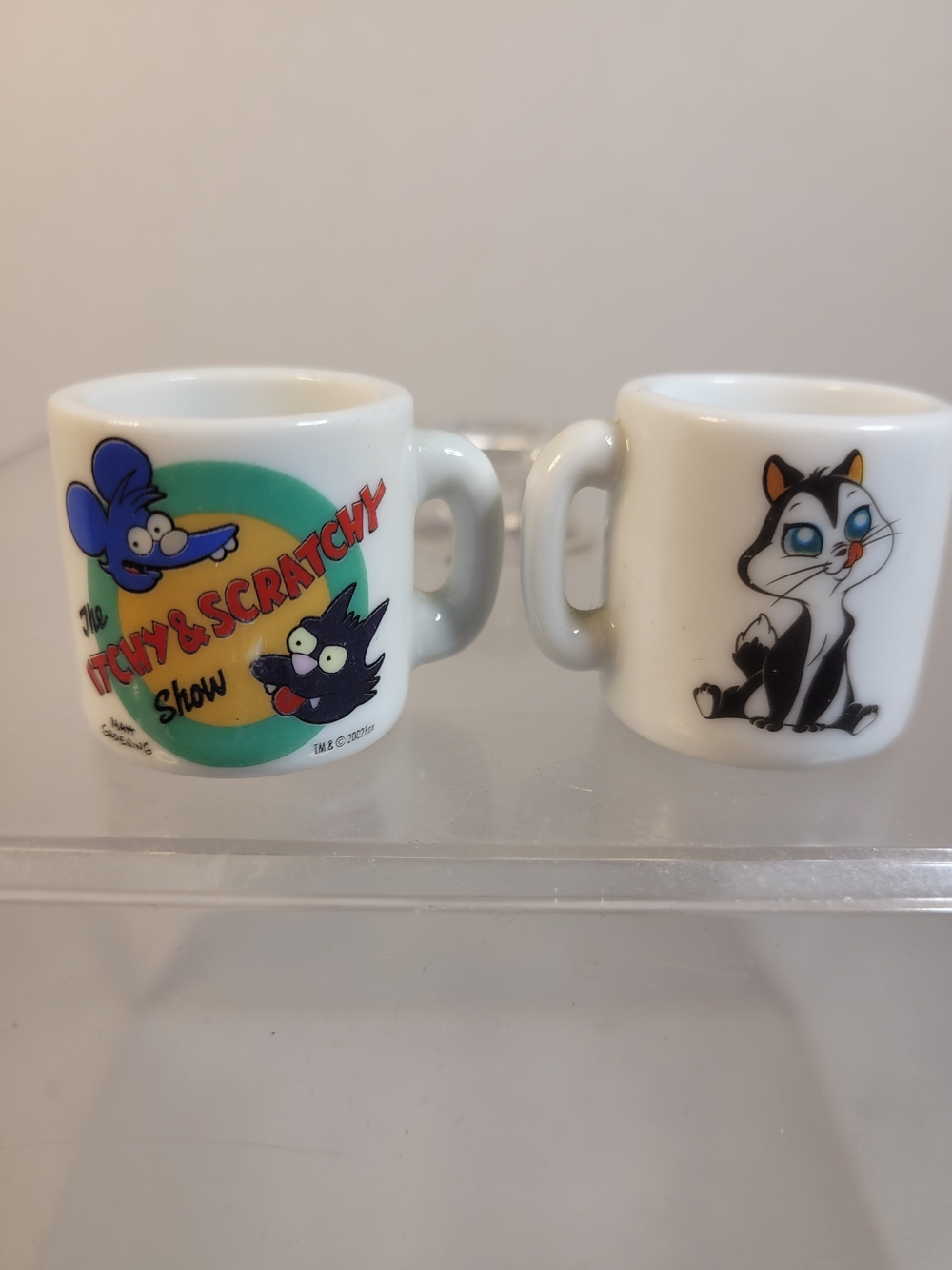 Lot Of 2 Mini Mugs Simpsons Itchy And Scratchy And Looney Tunes (V)